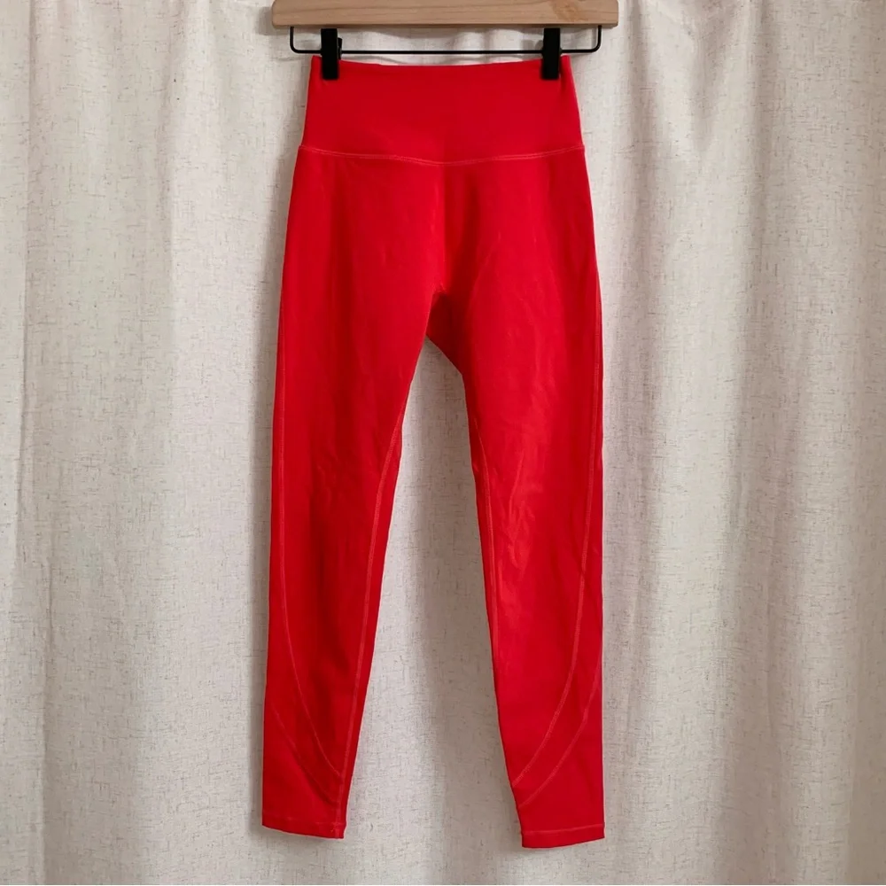 Alphalete No Front Seam Legging Tight Formula Red XS Like New - Picture 2 of 8